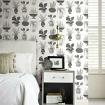 York Wallcoverings Plant Party Black Peel & Stick Wallpaper | Wallpaper Twins York Wallcoverings Plant Party Black Peel & Stick Wallpaper - SKU PSW1251RL