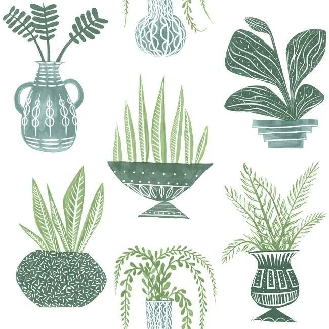 PSW1249RL | Plant Party Green Peel & Stick Wallpaper