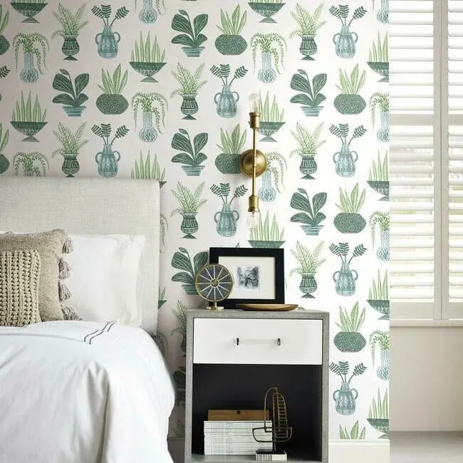 York Wallcoverings Plant Party Green Peel & Stick Wallpaper - SKU PSW1249RL