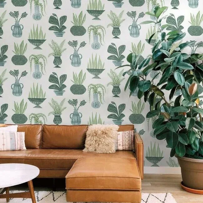 York Wallcoverings Plant Party Green Peel & Stick Wallpaper - SKU PSW1249RL