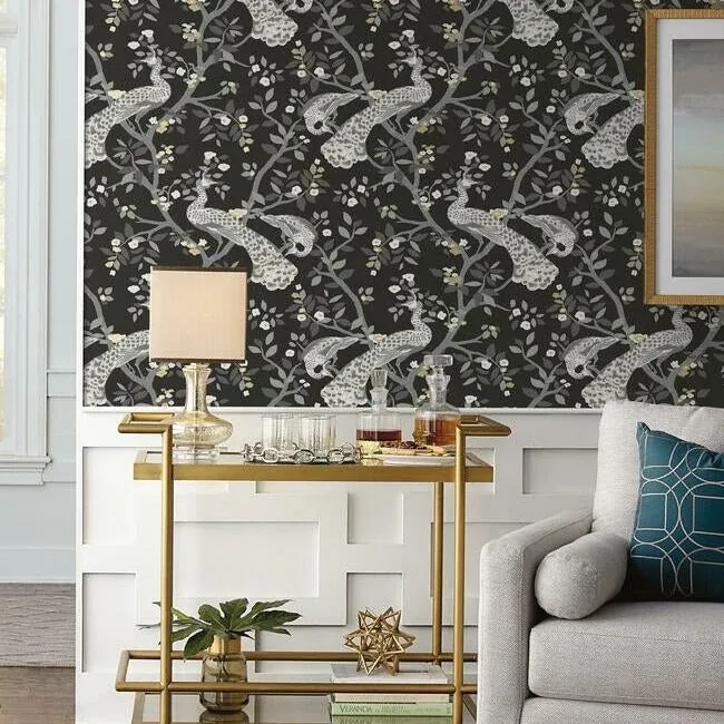 York Wallcoverings Plume Black & Gold Wallpaper | Wallpaper Twins York Wallcoverings Plume Black & Gold Wallpaper - SKU BW3802