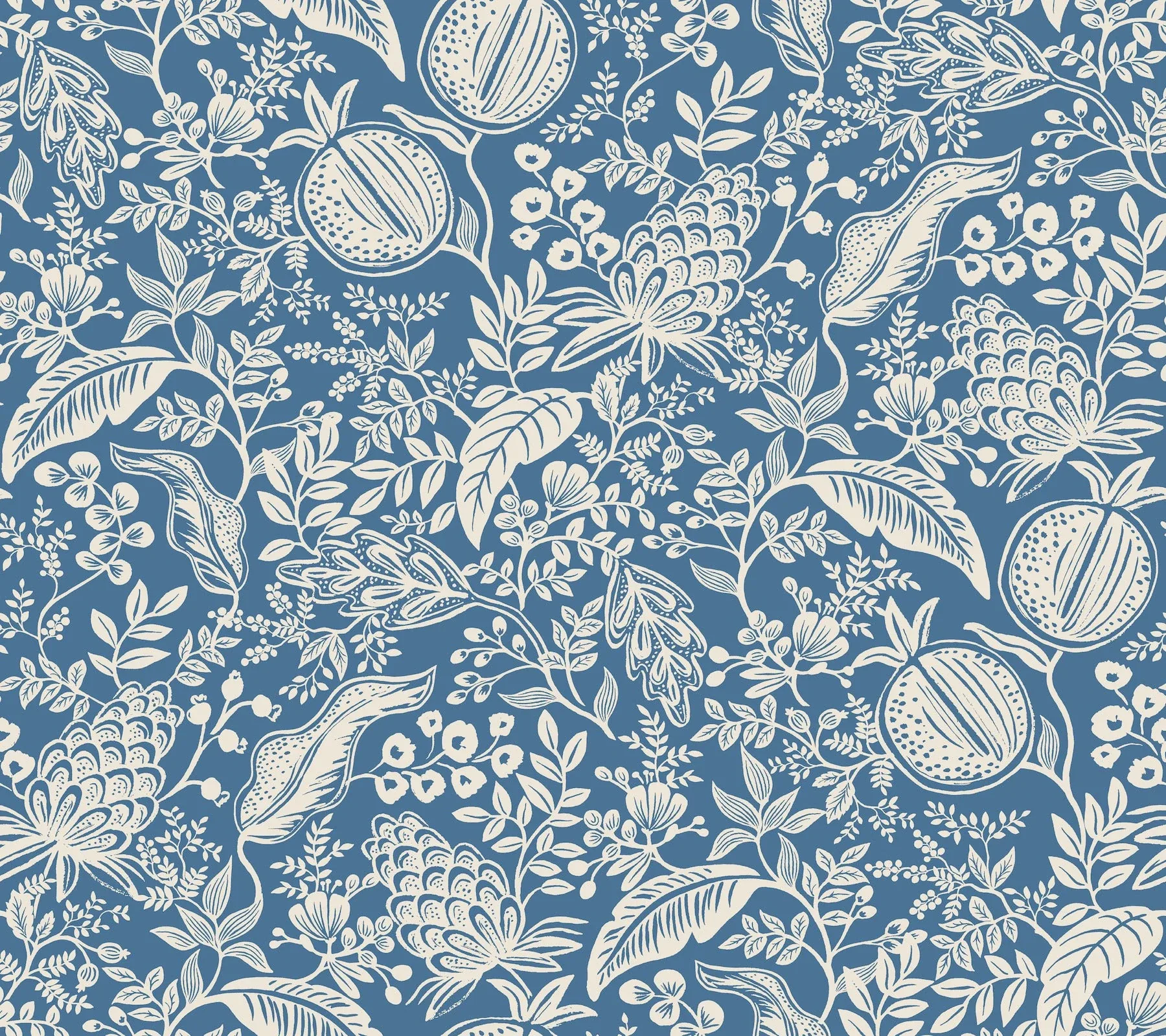 PSW1631RL | Pomegranate Blue & Ivory Peel & Stick Wallpaper