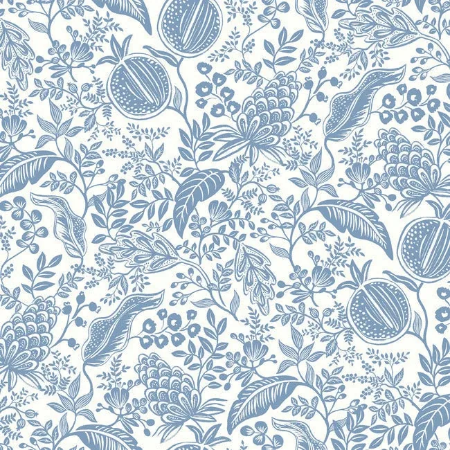 RP7390 | Pomegranate White & Blue Wallpaper