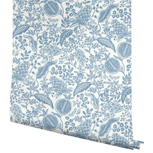 York Wallcoverings Pomegranate White & Blue Wallpaper - SKU RP7390