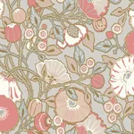 York Wallcoverings Poppies Grey & Pink Metallic Wallpaper | Wallpaper Twins York Wallcoverings Poppies Grey & Pink Metallic Wallpaper - SKU GO8314