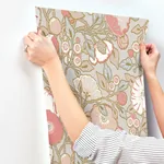 York Wallcoverings Poppies Grey & Pink Metallic Wallpaper | Wallpaper Twins York Wallcoverings Poppies Grey & Pink Metallic Wallpaper - SKU GO8314