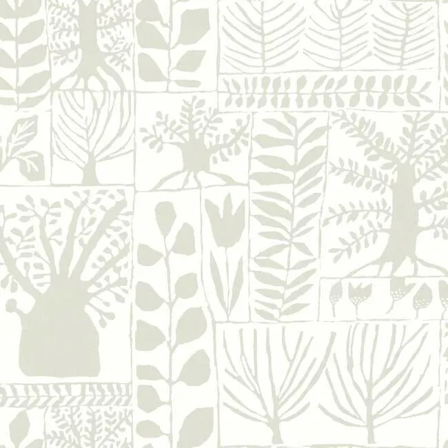 York Wallcoverings Primitive Trees White & Cream Wallpaper - SKU BW3861
