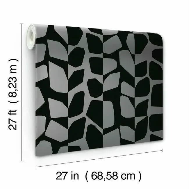 York Wallcoverings Primitive Vines Black Metallic Wallpaper - SKU BW3894