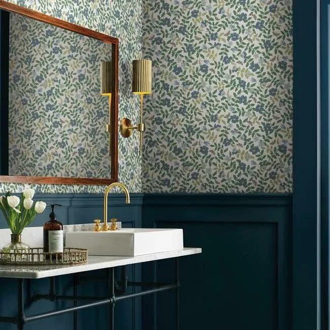 York Wallcoverings Primrose Blue & White Peel & Stick Wallpaper - SKU PSW1316RL
