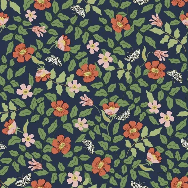 York Wallcoverings Primrose Rose & Navy Peel & Stick Wallpaper - SKU PSW1314RL