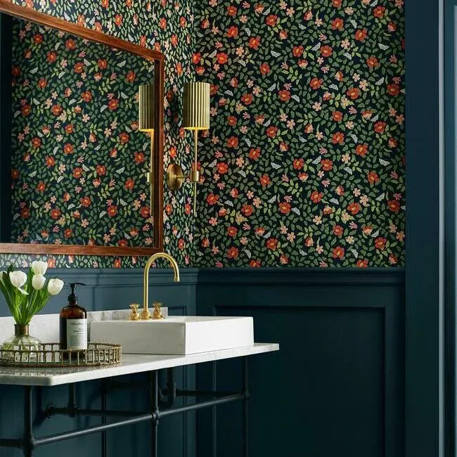 York Wallcoverings Primrose Rose & Navy Peel & Stick Wallpaper - SKU PSW1314RL