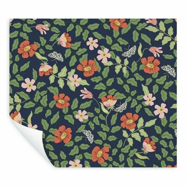 York Wallcoverings Primrose Rose & Navy Peel & Stick Wallpaper | Wallpaper Twins York Wallcoverings Primrose Rose & Navy Peel & Stick Wallpaper - SKU PSW1314RL
