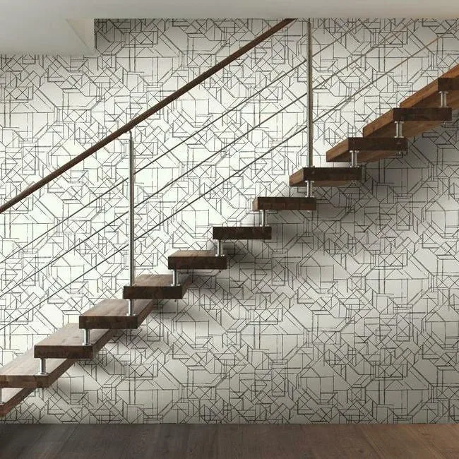 York Wallcoverings Prism Schematics Black & Gold Peel & Stick Wallpaper - SKU PSW1050RL