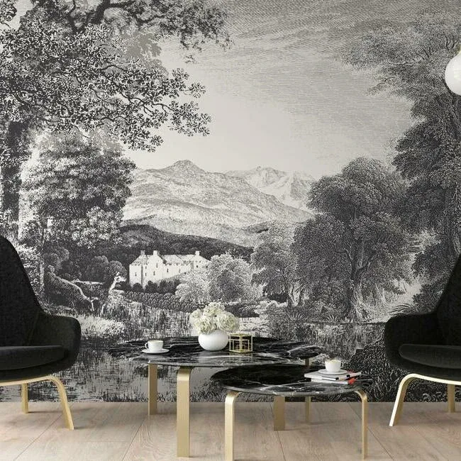 York Wallcoverings Provincial Scenic Black Wall Mural - SKU MU0270M