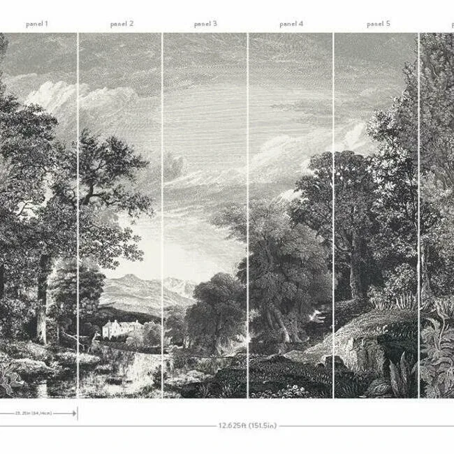 York Wallcoverings Provincial Scenic Black Wall Mural | Wallpaper Twins York Wallcoverings Provincial Scenic Black Wall Mural - SKU MU0270M