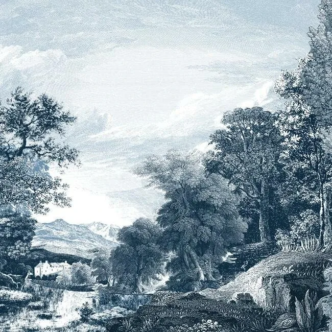 MU0271M | Provincial Scenic Navy Wall Mural