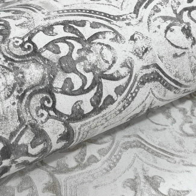 York Wallcoverings Quartet White & Black Wallpaper | Wallpaper Twins York Wallcoverings Quartet White & Black Wallpaper - SKU MN1890