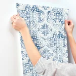 York Wallcoverings Quartet White & Blue Wallpaper | Wallpaper Twins York Wallcoverings Quartet White & Blue Wallpaper - SKU MN1891