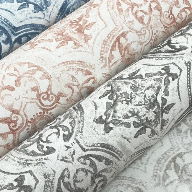 York Wallcoverings Quartet White & Blue Wallpaper | Wallpaper Twins York Wallcoverings Quartet White & Blue Wallpaper - SKU MN1891