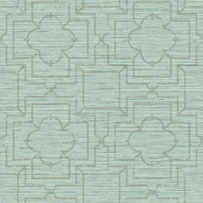 York Wallcoverings Quatrefoil Trellis Blue Peel & Stick Wallpaper - SKU PSW1066RL