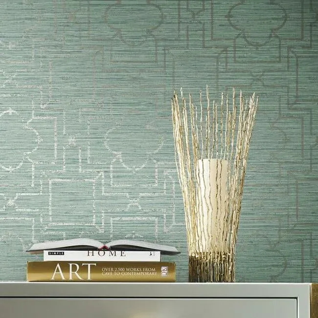 York Wallcoverings Quatrefoil Trellis Blue Peel & Stick Wallpaper - SKU PSW1066RL