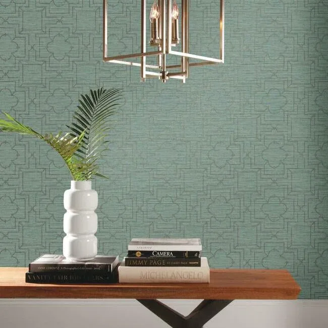 York Wallcoverings Quatrefoil Trellis Blue Peel & Stick Wallpaper | Wallpaper Twins York Wallcoverings Quatrefoil Trellis Blue Peel & Stick Wallpaper - SKU PSW1066RL