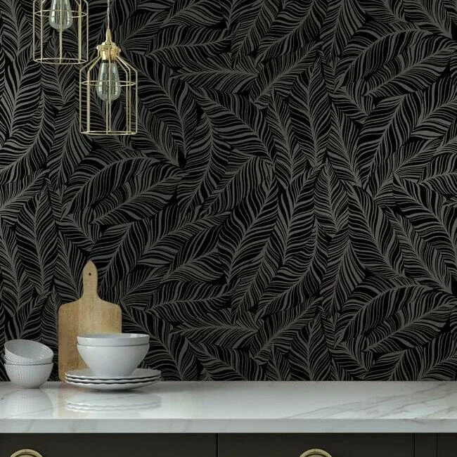 York Wallcoverings Rainforest Canopy Black Wallpaper | Wallpaper Twins York Wallcoverings Rainforest Canopy Black Wallpaper - SKU TC2712