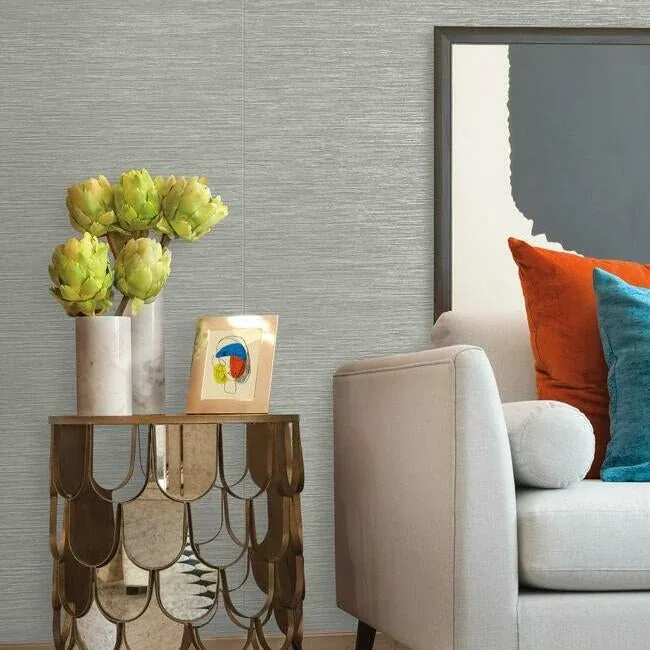 York Wallcoverings Ramie Weave Blue Wallpaper - SKU CD1035N