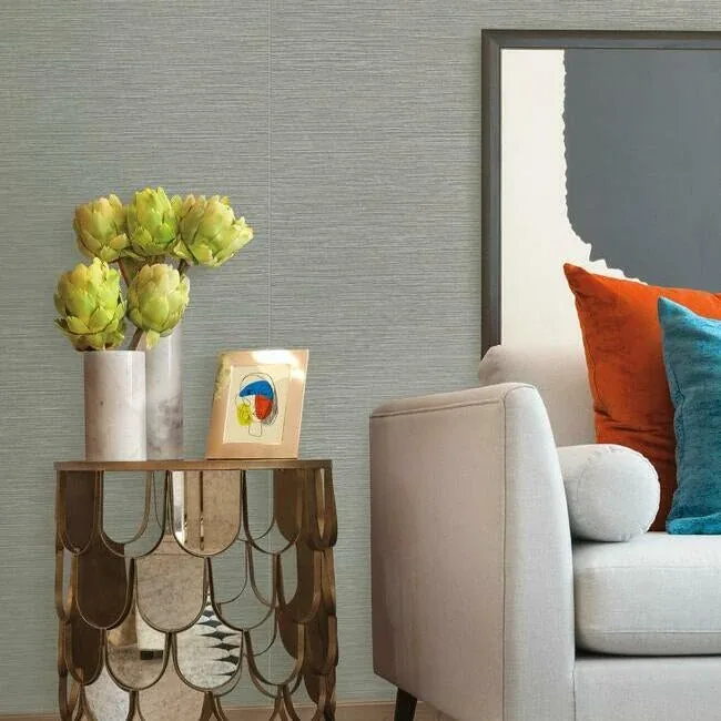York Wallcoverings Ramie Weave Blue Wallpaper - SKU CD1039N