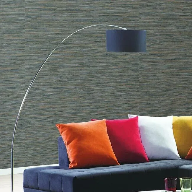 York Wallcoverings Ramie Weave Grasscloth Dark Blue Metallic Wallpaper - SKU CD1040N
