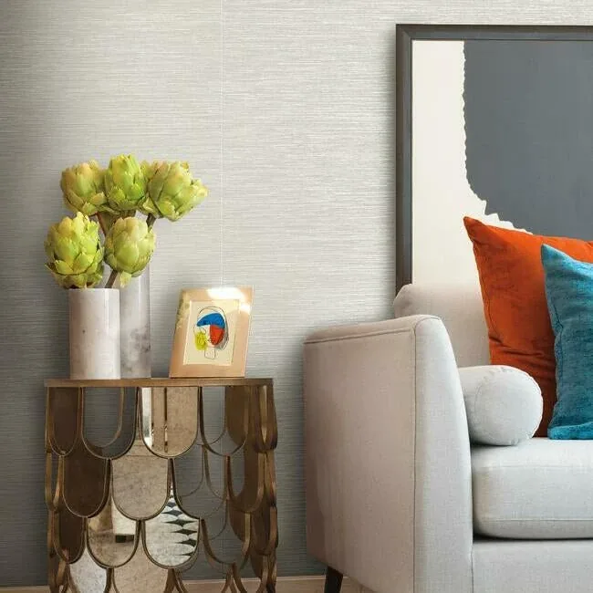 York Wallcoverings Ramie Weave Light Grey Wallpaper - SKU CD1032N