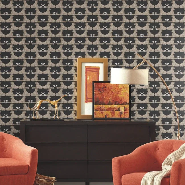 York Wallcoverings Reclining Cheetahs Black Peel & Stick Wallpaper | Wallpaper Twins York Wallcoverings Reclining Cheetahs Black Peel & Stick Wallpaper - SKU PSW1355RL