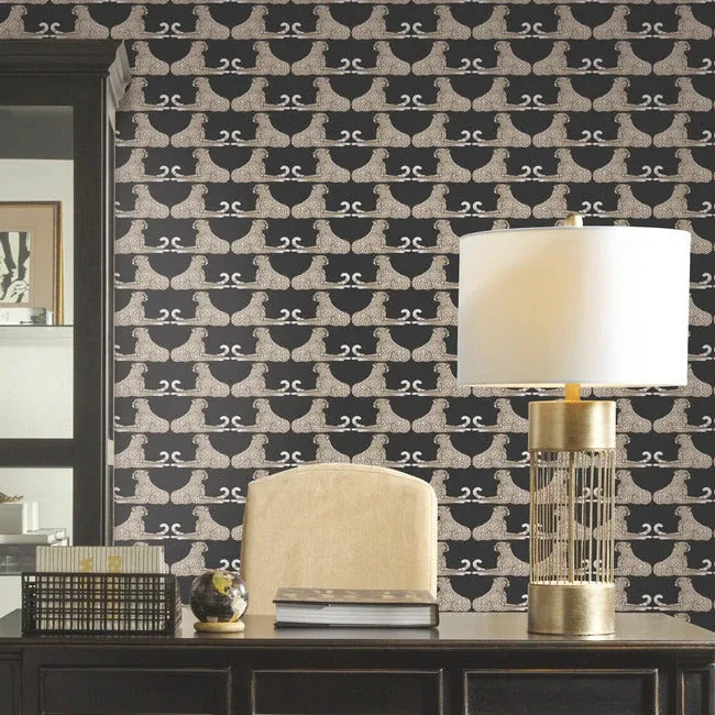 York Wallcoverings Reclining Cheetahs Black Peel & Stick Wallpaper | Wallpaper Twins York Wallcoverings Reclining Cheetahs Black Peel & Stick Wallpaper - SKU PSW1355RL
