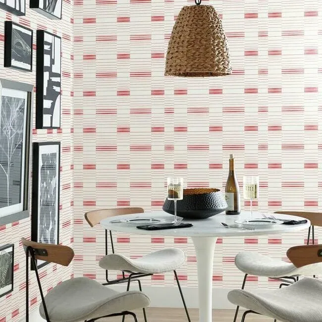 York Wallcoverings Red & White Dashing Stripe Wallpaper - SKU SR1577