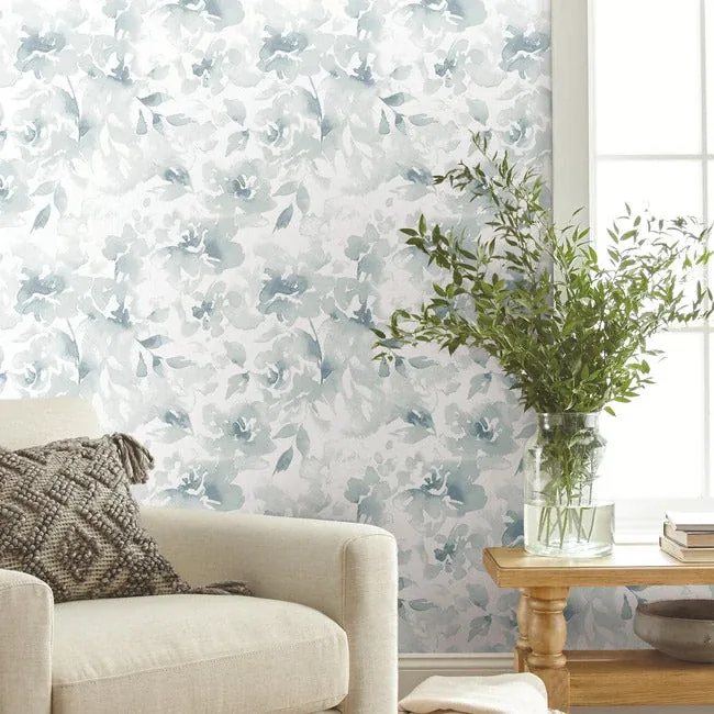 York Wallcoverings Renewed Floral Blue Wallpaper - SKU PSW1492RL
