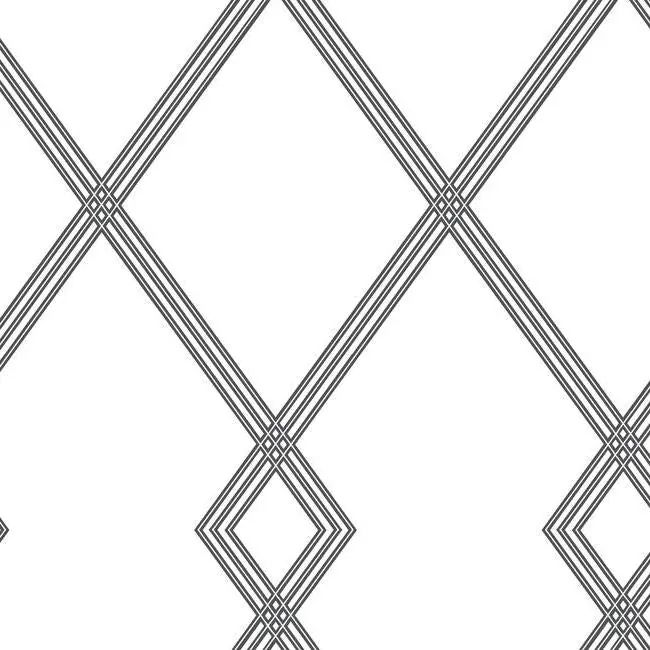 York Wallcoverings Ribbon Stripe Trellis White & Black Wallpaper - SKU CY1509