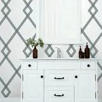 York Wallcoverings Ribbon Stripe Trellis White & Black Wallpaper - SKU CY1509