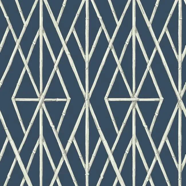 York Wallcoverings Riviera Bamboo Trellis Navy Wallpaper - SKU CV4449