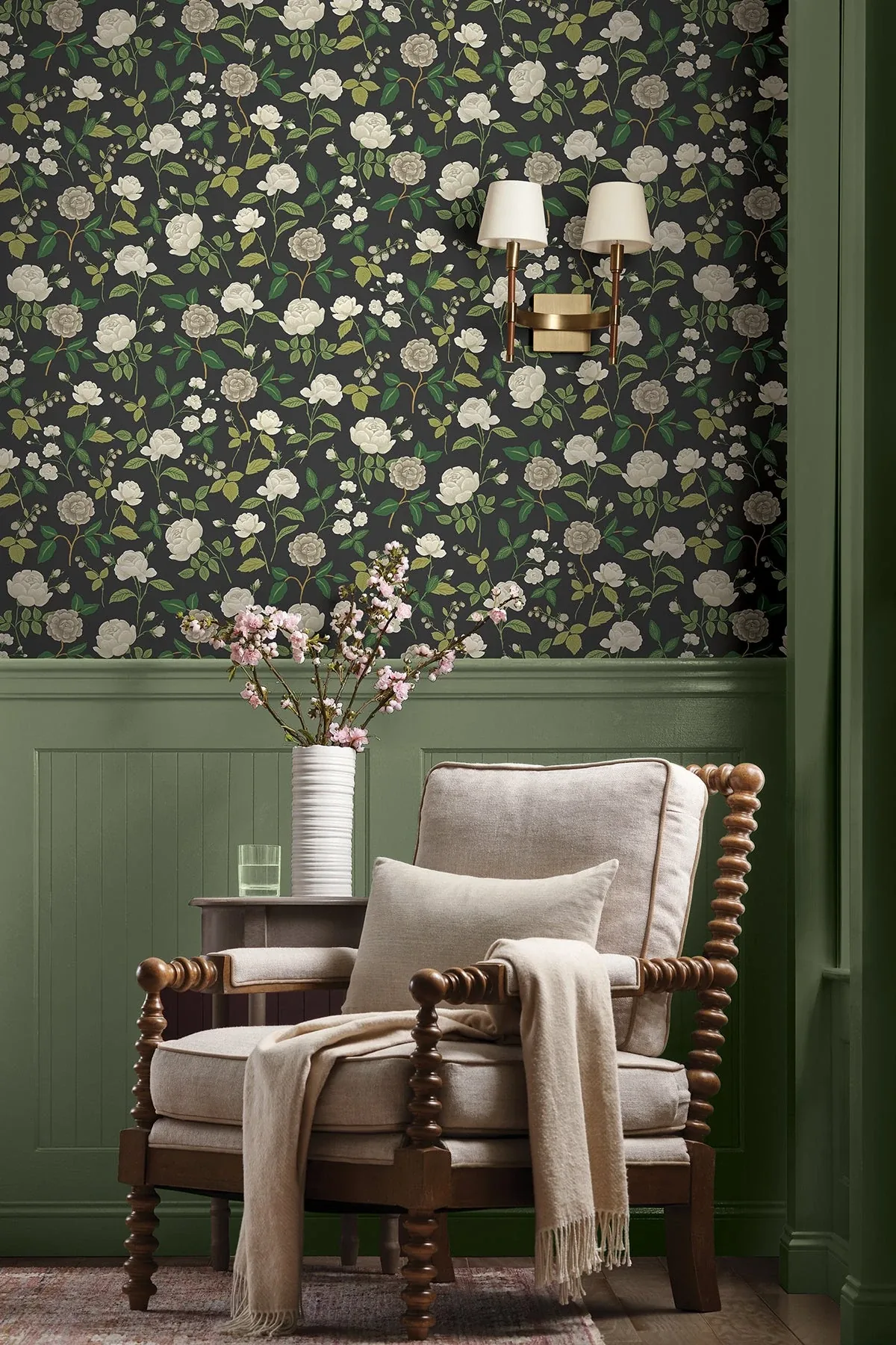 York Wallcoverings Roses Black Wallpaper - SKU RF7542