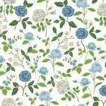 York Wallcoverings Roses Blue Wallpaper | Wallpaper Twins York Wallcoverings Roses Blue Wallpaper - SKU RF7543