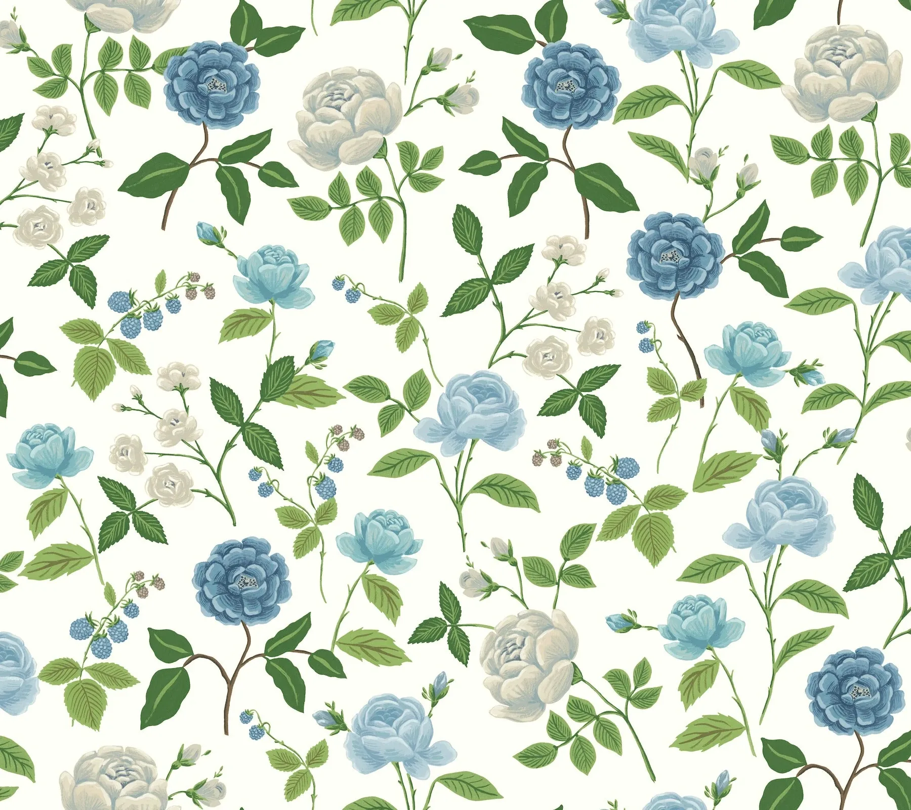 York Wallcoverings Roses Blue Wallpaper - SKU RF7543