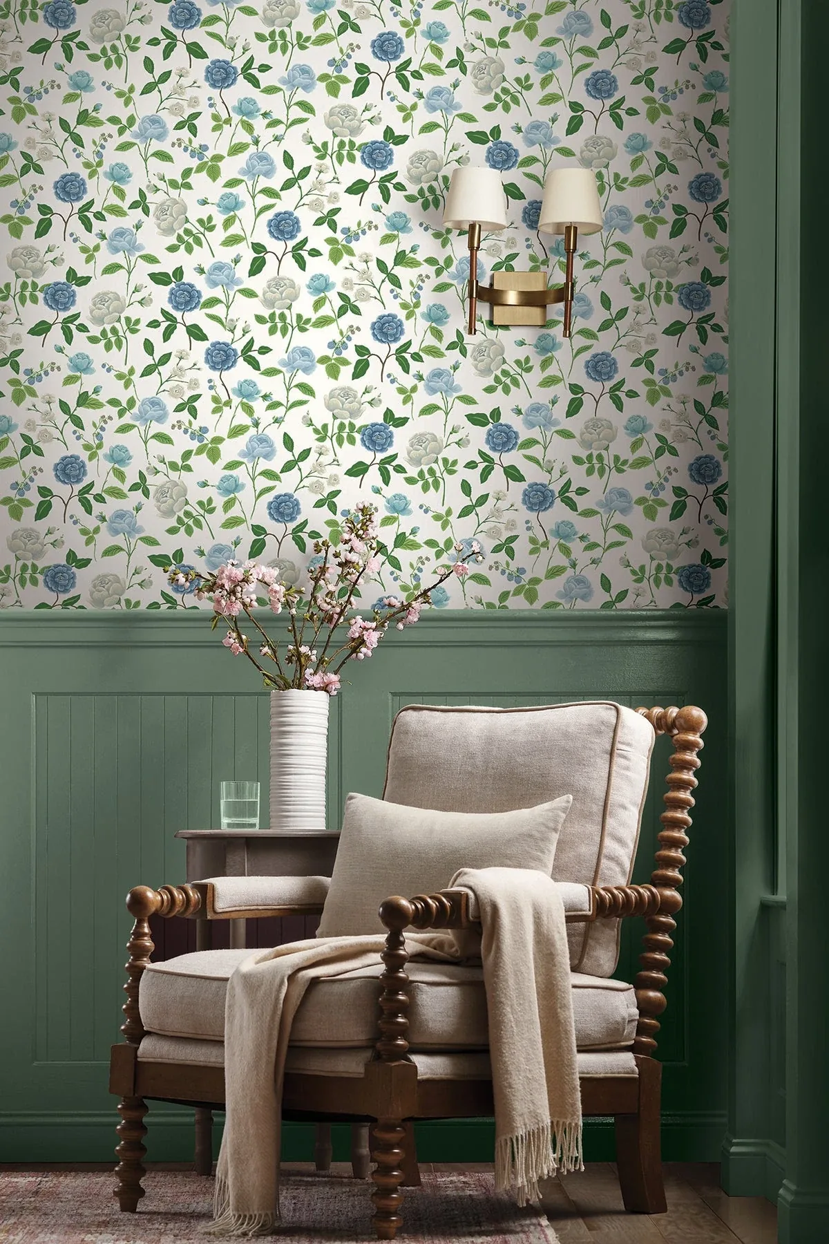 York Wallcoverings Roses Blue Wallpaper - SKU RF7543