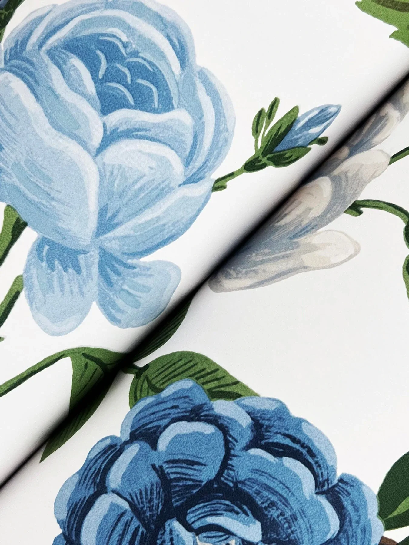 York Wallcoverings Roses Blue Wallpaper | Wallpaper Twins York Wallcoverings Roses Blue Wallpaper - SKU RF7543