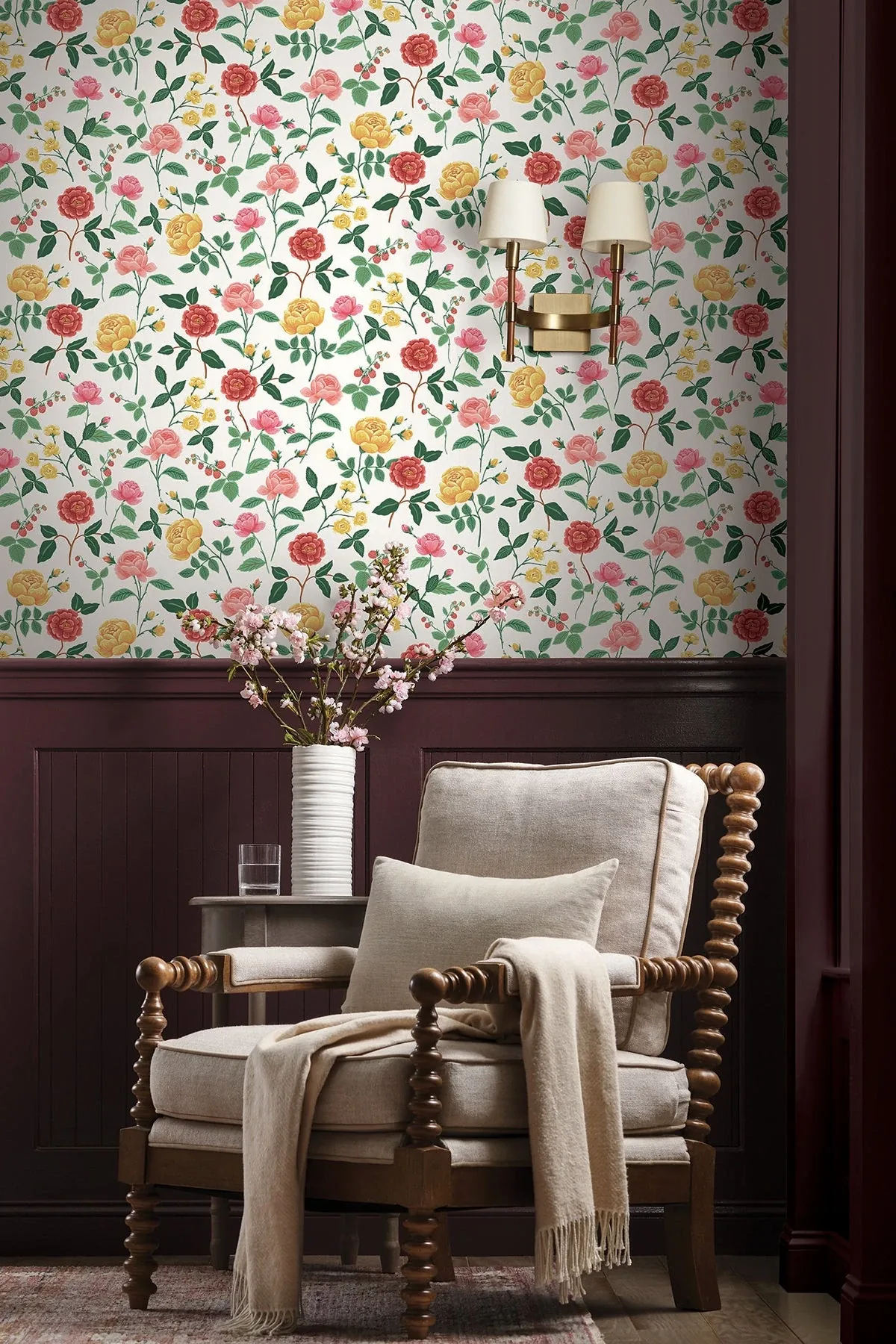 York Wallcoverings Roses Blush Wallpaper - SKU RF7546