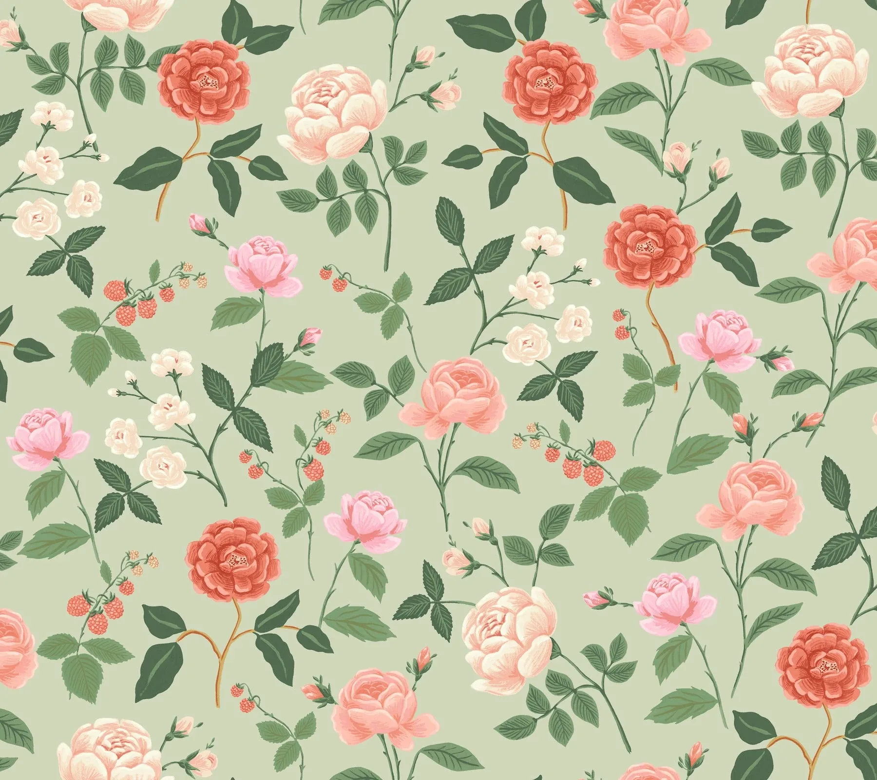 York Wallcoverings Roses Mint Wallpaper - SKU RF7545