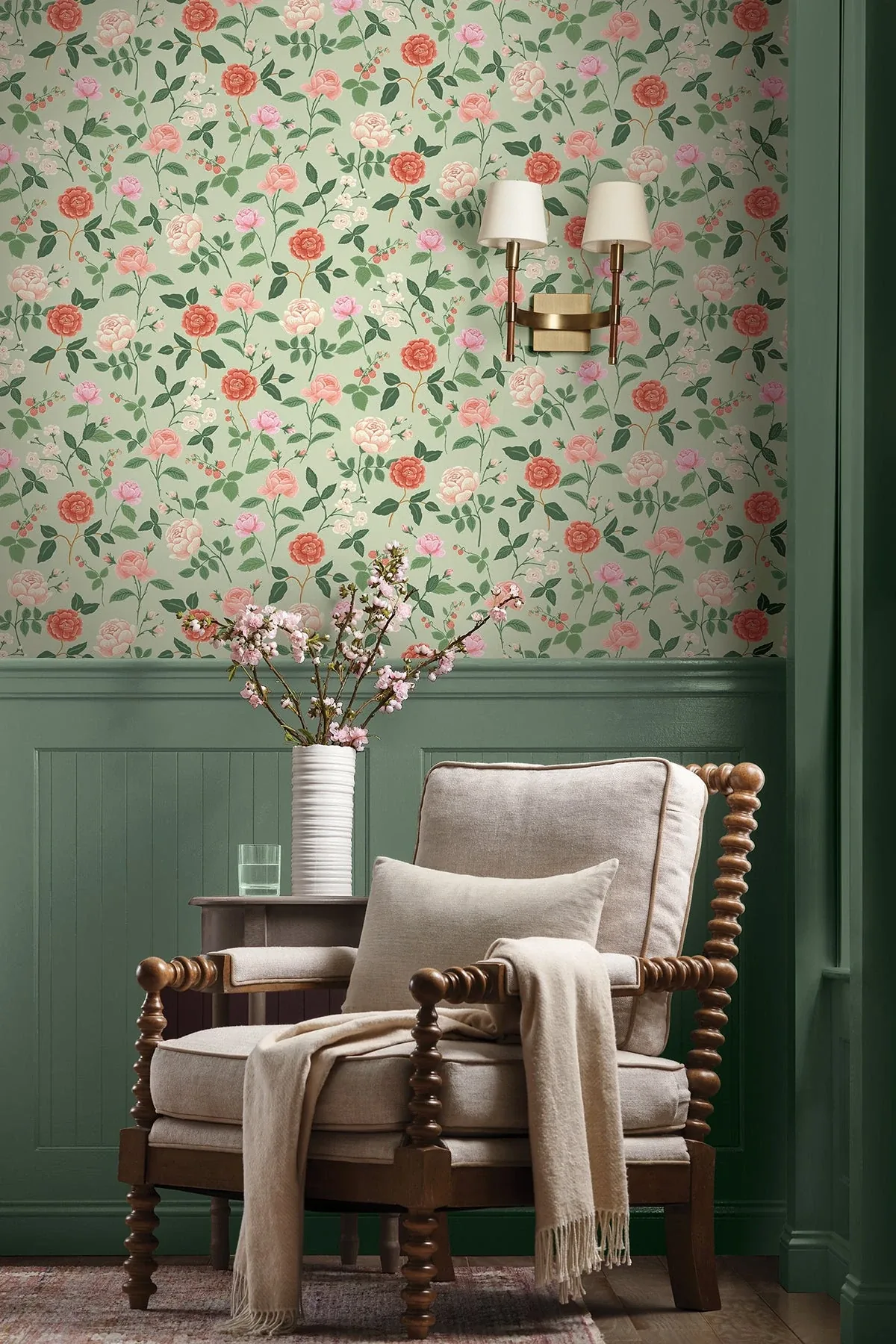 York Wallcoverings Roses Mint Wallpaper - SKU RF7545