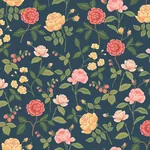 York Wallcoverings Roses Navy Wallpaper - SKU RF7544