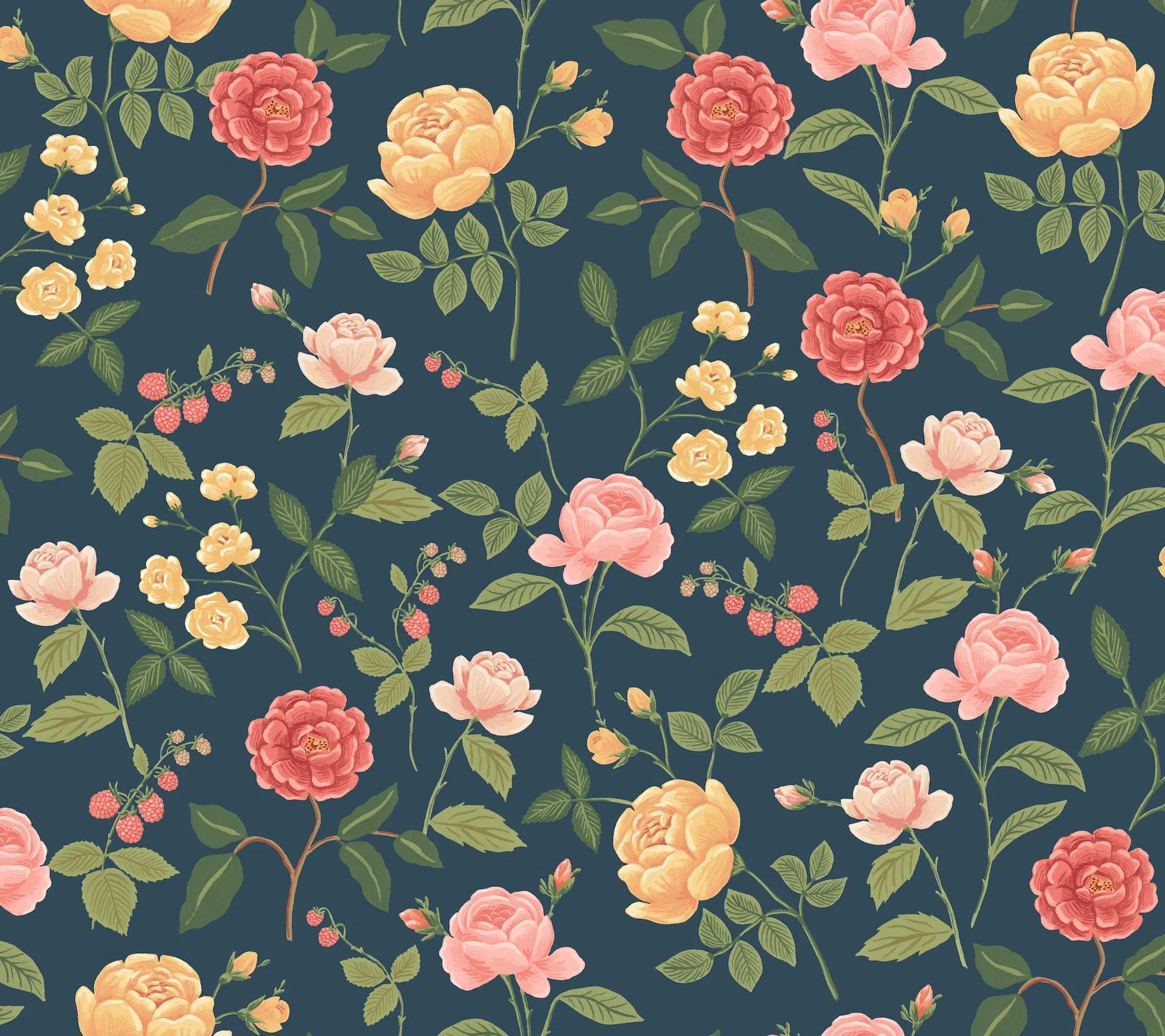 York Wallcoverings Roses Navy Wallpaper - SKU RF7544