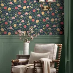 York Wallcoverings Roses Navy Wallpaper - SKU RF7544