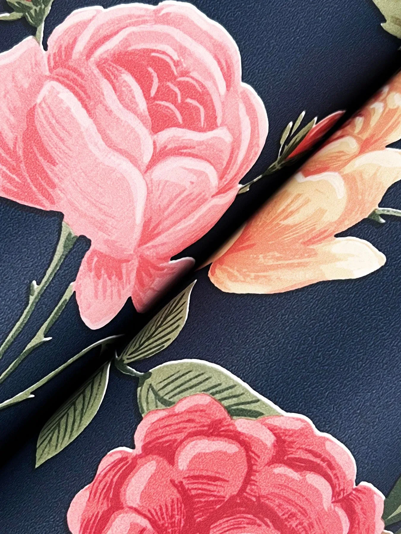 York Wallcoverings Roses Navy Wallpaper - SKU RF7544